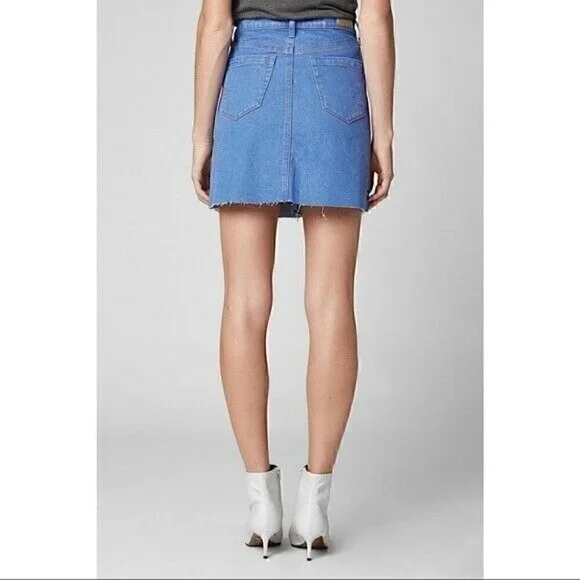 NEW BLANKNYC Skirt Size 27 Women's Denim High Rise Cutoff Blue Mini MSRP $88 - Picture 2 of 7